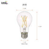 Ledvance Sylvania Led Truwave Natural Series Light Bulb, 60W Equivalent, Efficient 8W A19, Medium Base, Dimmable, 800 Lumens, 2700K, Soft White, Clear - 6 Pack (40806)