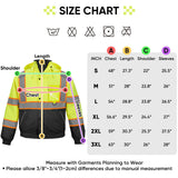 TICONN Waterproof Safety Bomber Jacket, Winter Rain Jacket Hi Vis Reflective, ANSI Class 3 Work Rain Coat (Orange, 2XL)