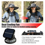 Generic Outdoor Wide Brim Sun Hat with Solar Fan-Fishing Hat with 2 Solar Powered Fan, Solar Powered Fan Hat for Outdoor (US, Alpha, Large, A-Dark Grey)