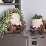 Camotank Smiley Face Rocking Chair Planters Flower Pots for Plants Funny Succulents Plant Live Cute Resin Head Planter for Indoor Outdoor Plants Gift Ideas for Mother and Christmas (Large)