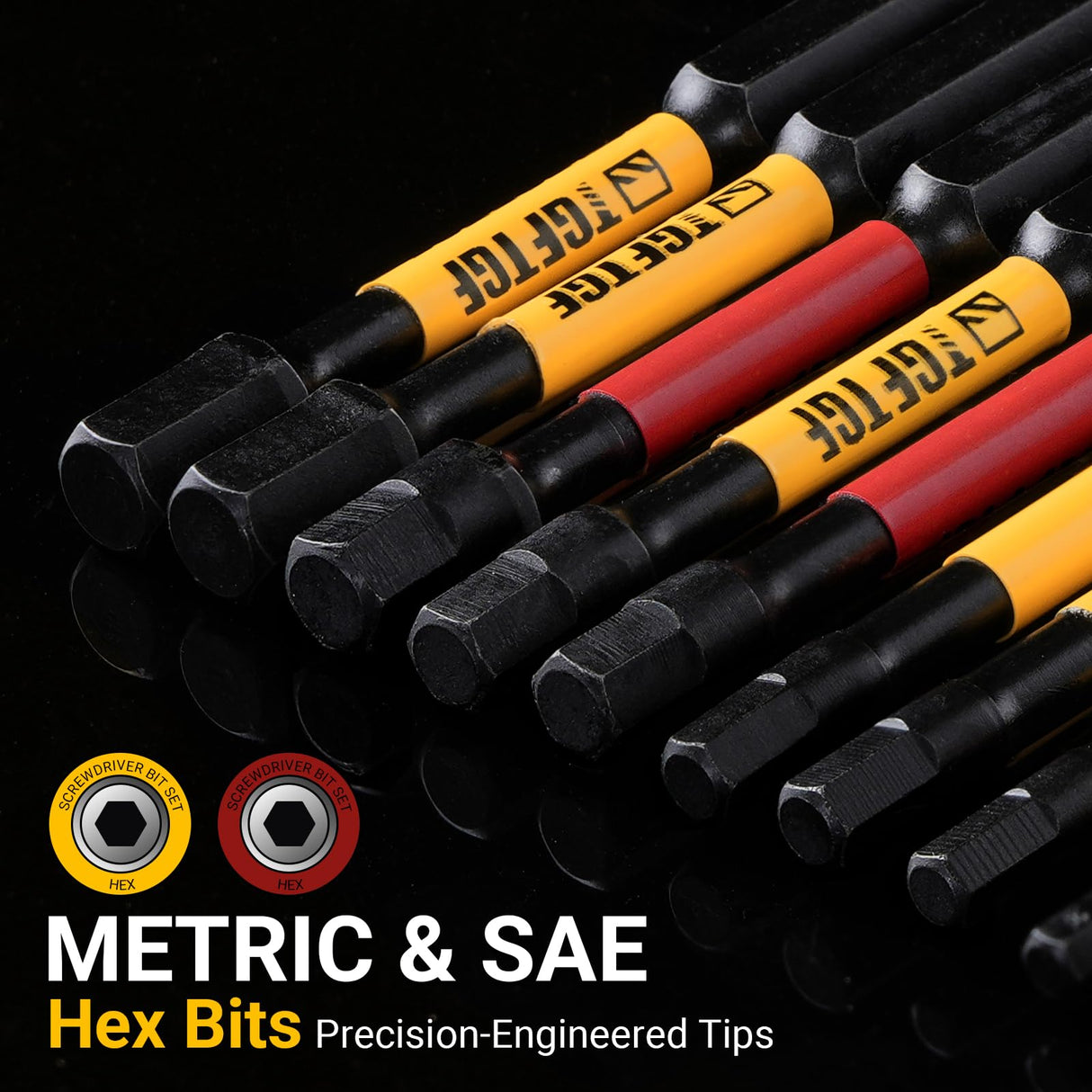 TGFTGF Impact Hex Head Allen Wrench Drill Bit Set, 24PCS, 4-inch (Metric & SAE), Premium S2 Steel 1/4" Hex-Shank Hex Bit Set, CNC Machined Magnetic Screwdriver Bit Set, Storage Box, Automotive Home