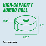 Cascades PRO Select Jumbo Bath Tissue – 2-Ply Toilet Paper – Fits Universal Jumbo Roll Dispensers – Soft, Durable, and Septic Safe – 500' Length/Roll, 12 Rolls/Box – B080 – White