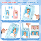 Video Walkie Talkie for Kids - 2 Pack Rechargeable Kids Walkie Talkies Long Range Radios, Video Intercom & Voice Effects, Christmas Birthday Gifts, Toys for Age 3-12 Boys Girls, Indoor Outdoor Travel