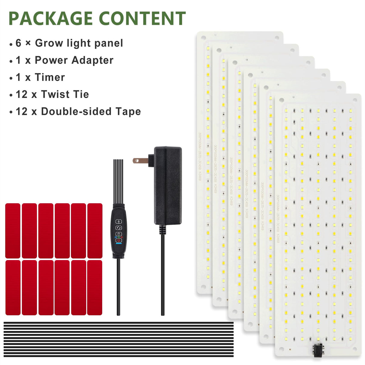 LBW Plant Grow Light, 810 LEDs Full Spectrum Plant Lights for Indoor Growing, Ultra-Thin Panel Grow lamp for Under Cabinet Plant，4/8/12H Timer, 3 Lighting Modes, 10 Dimmable Levels, 6 Packs