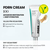 VT COSMETICS PDRN Cream 100, Nourishing & Restorative Moisturizer with 100,000 ppm Vegan PDRN, Lightweight Hydrating Cream for Glowy Glass Skin, Korean Skincare