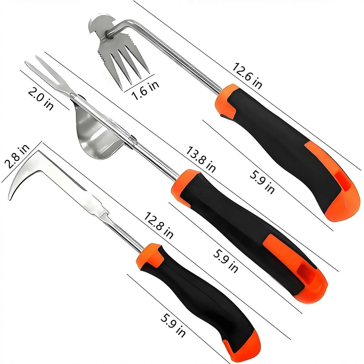 Weed Puller Tool Set, 3 Stainless Steel Hand Weeders for Lawn and Garden