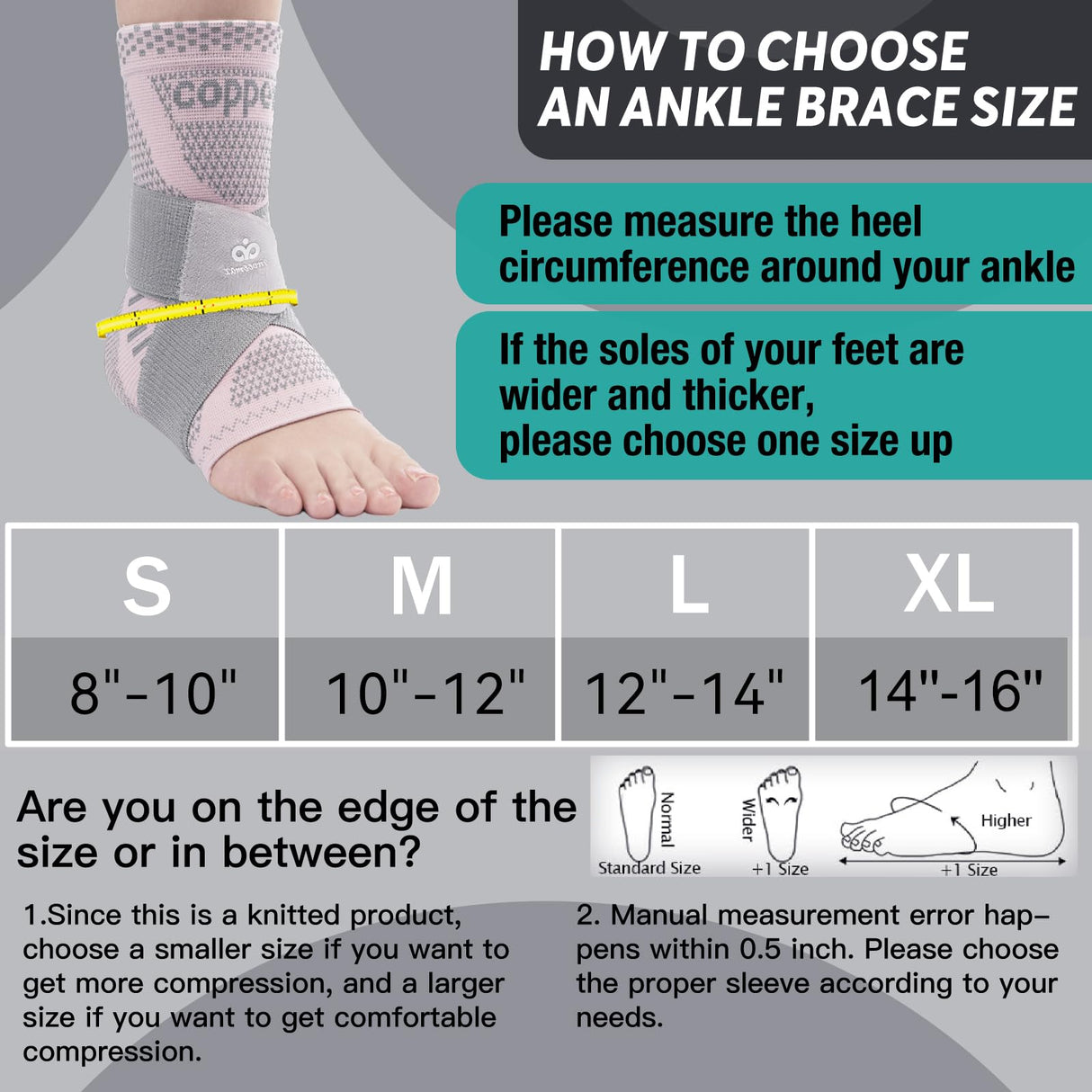 INDEEMAX Ankle Brace for Women & Men, Ankle Compression Sleeve Support Copper Infused Ankle Brace for Sprained Ankle, Plantar Fasciitis Sports, Achilles Tendonitis Pain Relief, Pink Silver, S