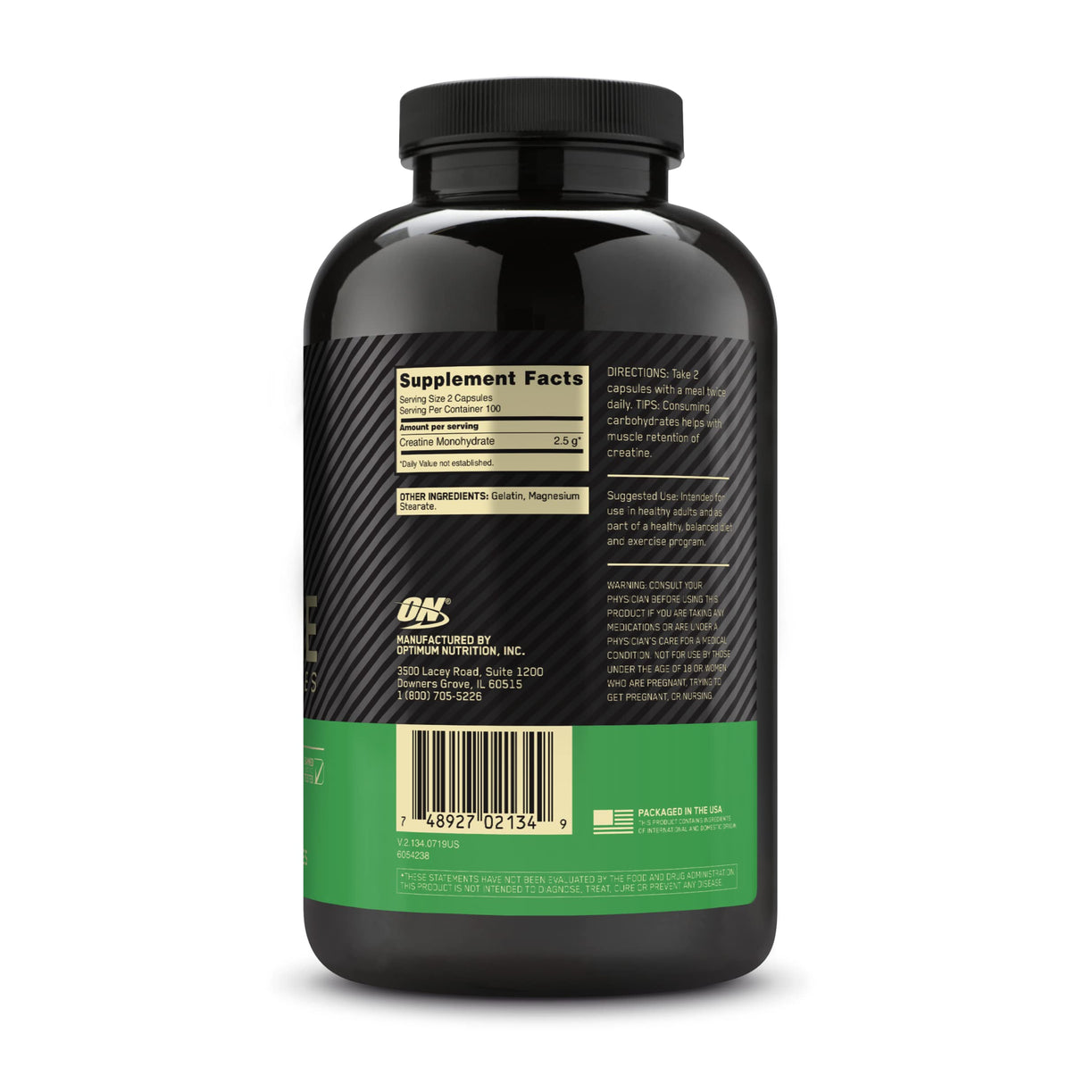 Optimum Nutrition Micronized Creatine Monohydrate Capsules, Keto Friendly, 2500mg, 200 Capsules (Packaging May Vary)
