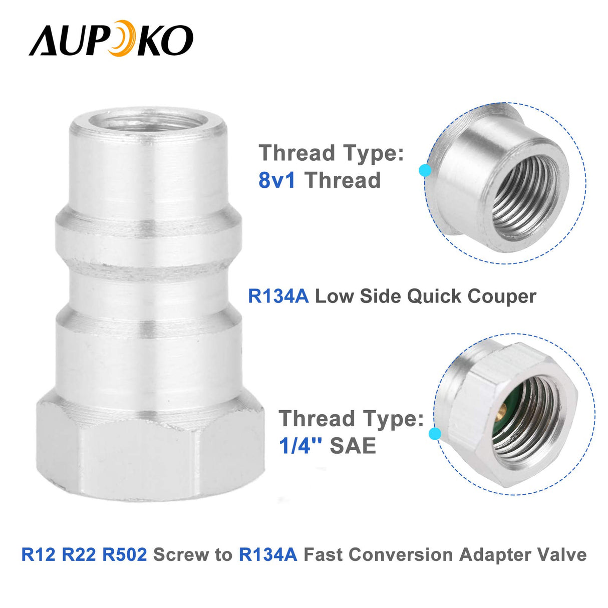Aupoko R134A AC Refrigerant Recharge Hose Kit, Auto Air Conditioning Kit, R12 to R134A Low Pressure Retrofit Valve with Dust Cap, Oil Detection Cottons for AC Air Conditioning Refrigerant System