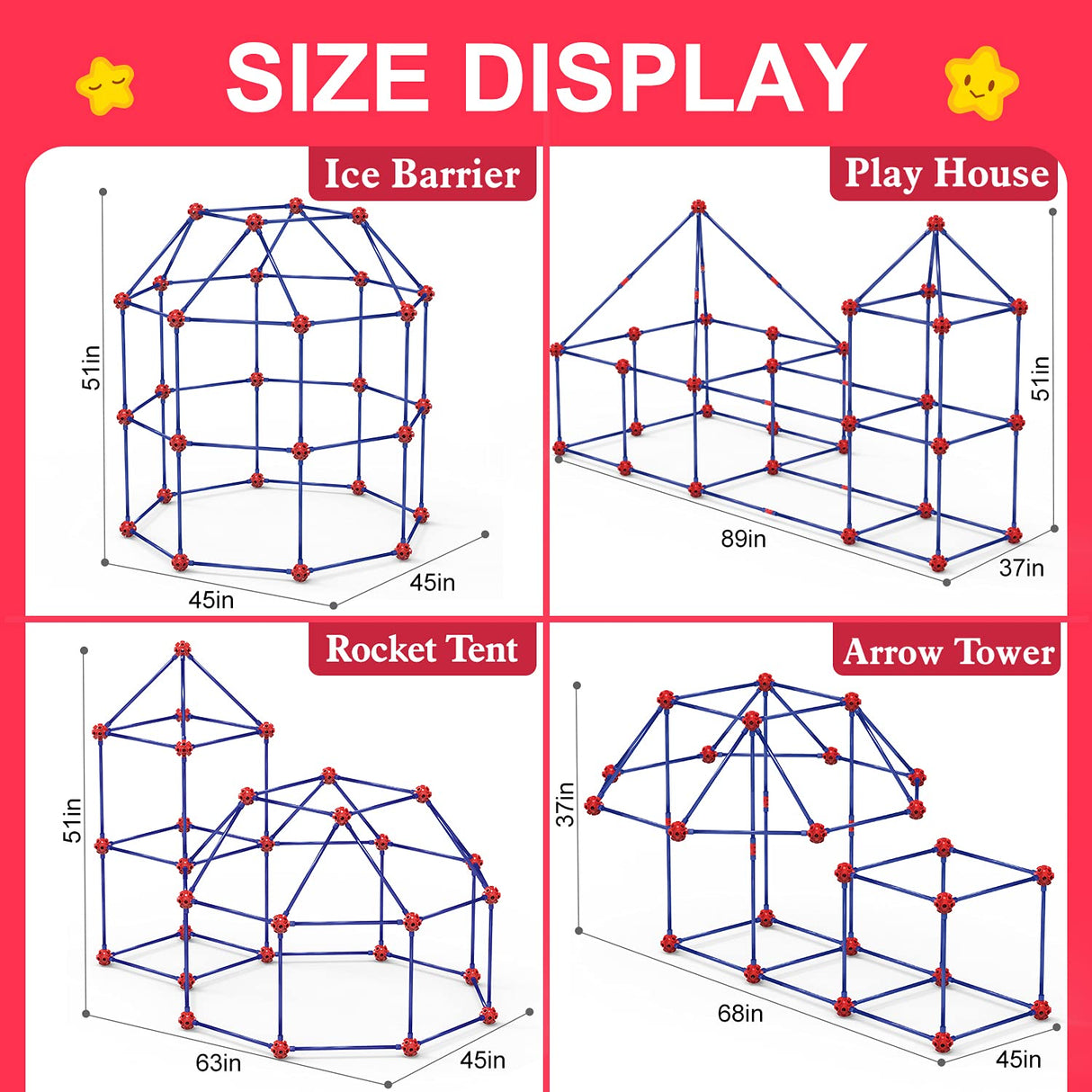 Fort Building Kit for Kids,STEM Construction Toys, Christmas & Birthday Gift for 4 5 6 7 8 9 10 11 12 Years Old Boys and Girls,Ultimate Creative Set for Indoor & Outdoors Activity,140 Pcs,Original