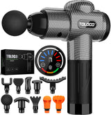 TOLOCO Massage Gun, Deep Tissue Back Massager for Athletes with 10 Massage Heads, Electric Muscle Percussion Massager for Any Pain Relief, FSA and HSA Eligible, Gifts for Fathers Day, Carbon