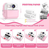 BOFIDAR Instant Print Camera for Kids, Christmas Birthday Gifts for Girls Age 3-10, Toddler Toy for 3 4 5 6 7 8 9 10 Year Old Girls with 3 Roller Photo Paper (Pink)