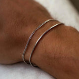 Silver Bracelets for Men, Stackable Fashion Cuban Snake Chain Set, 7 Inch