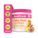 BelliWelli Fiber Supplement for Women & Men – Premium Daily Fiber Powder from Organic Acacia with Added Collagen, Electrolytes & Probiotics – No Bloat, Constipation & Gut Health Support (Peach Mango)