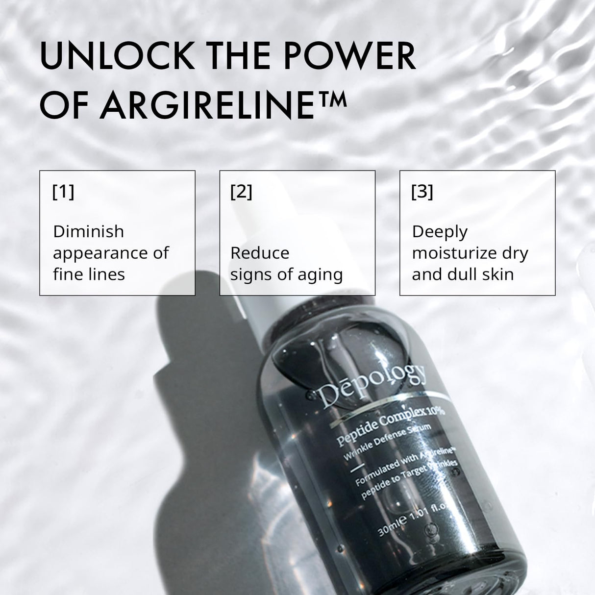 Depology Peptide Complex 10% Wrinkle Defense | Argireline™ Peptide Serum | Hydrating Face Serum Targets Dynamic Wrinkles | Vitamin C & Hyaluronic Acid Serum 1.01 fl oz