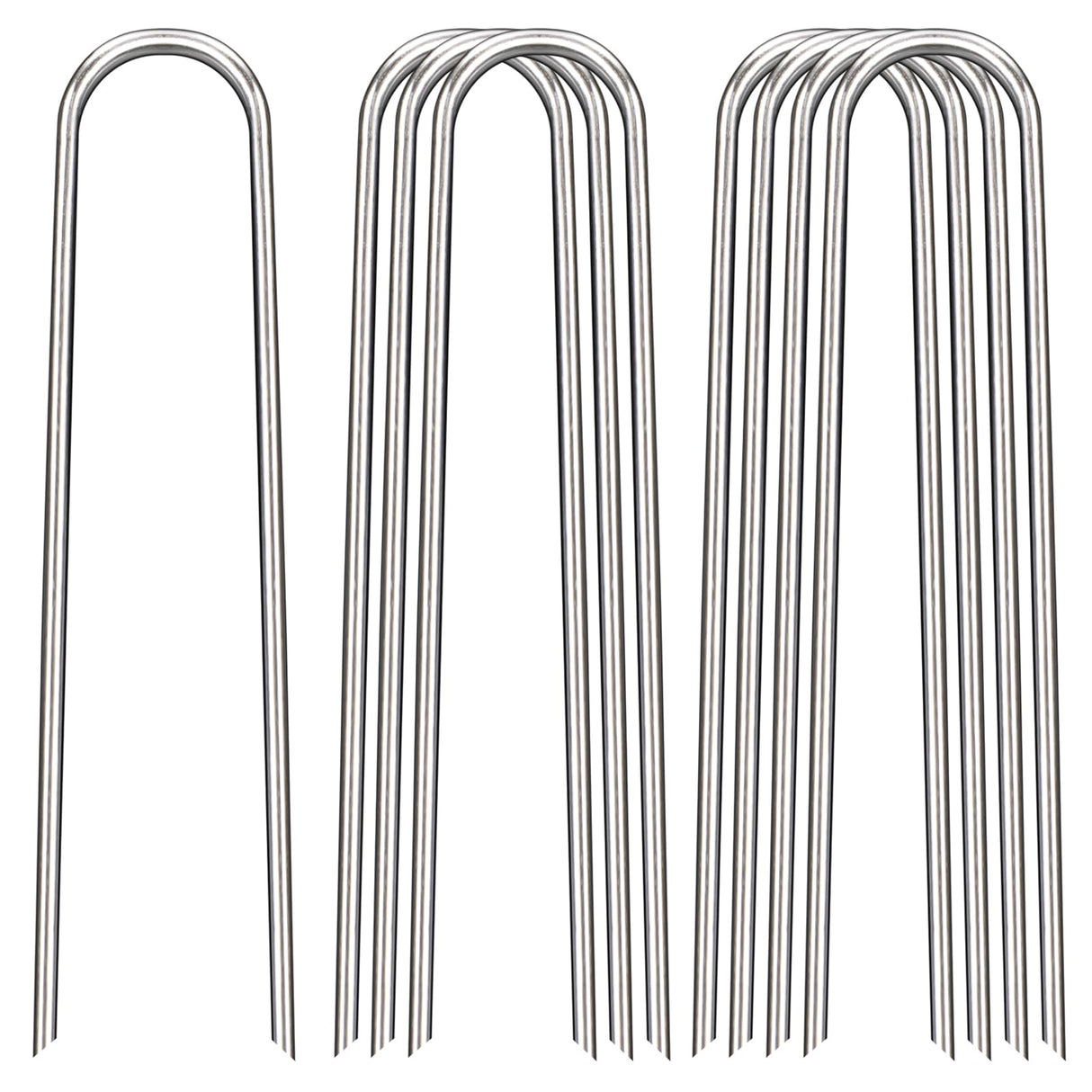 FAAYUCK 12 Inch Landscape Staples, 12/25/50/100 Pack Galvanized Garden Stakes, Heavy Duty 8 Gauge U-Shaped Ground Stakes for Weed Barrier Fabric, Irrigation Tubing, Fence, Outdoor Decorations