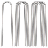 FAAYUCK 12 Inch Landscape Staples, 12/25/50/100 Pack Galvanized Garden Stakes, Heavy Duty 8 Gauge U-Shaped Ground Stakes for Weed Barrier Fabric, Irrigation Tubing, Fence, Outdoor Decorations