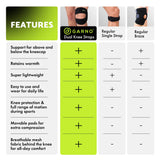 GARNO Knee Brace for Pain Relief by Meniscus Tear, MCL, Arthritis, ACL, Osgood Schlatter, Compression Patellar Tendon Support Strap for Working Out, Running, Weightlifting; Men, Women; (Large Size)