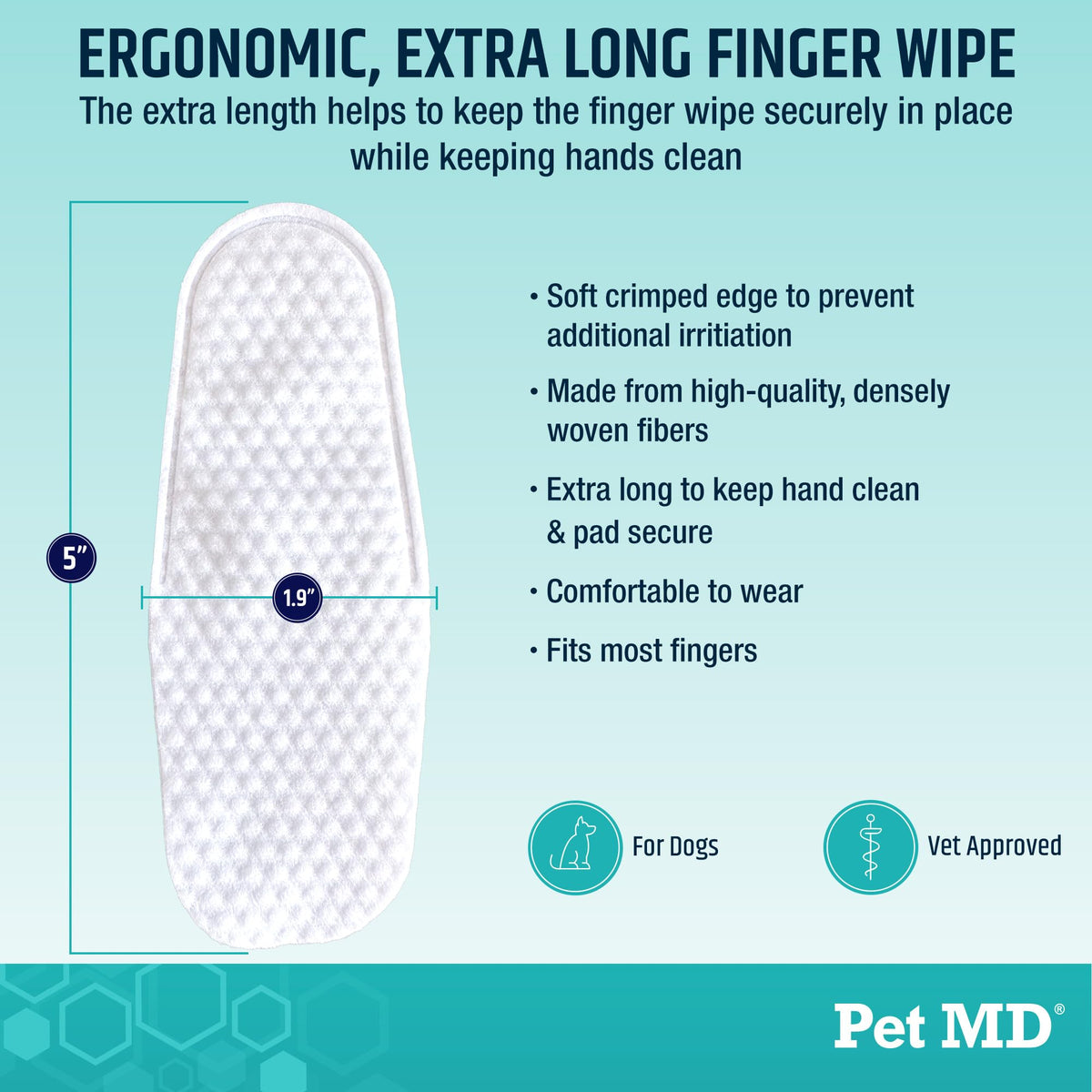 Pet MD Pet Dental Finger Wipes for Dogs - Fresh Apple & Mint Flavor - 50ct