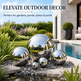 Gazing Ball Garden Mirror Outdoor, Outside Decorative Globe Silver 5Pcs Mix