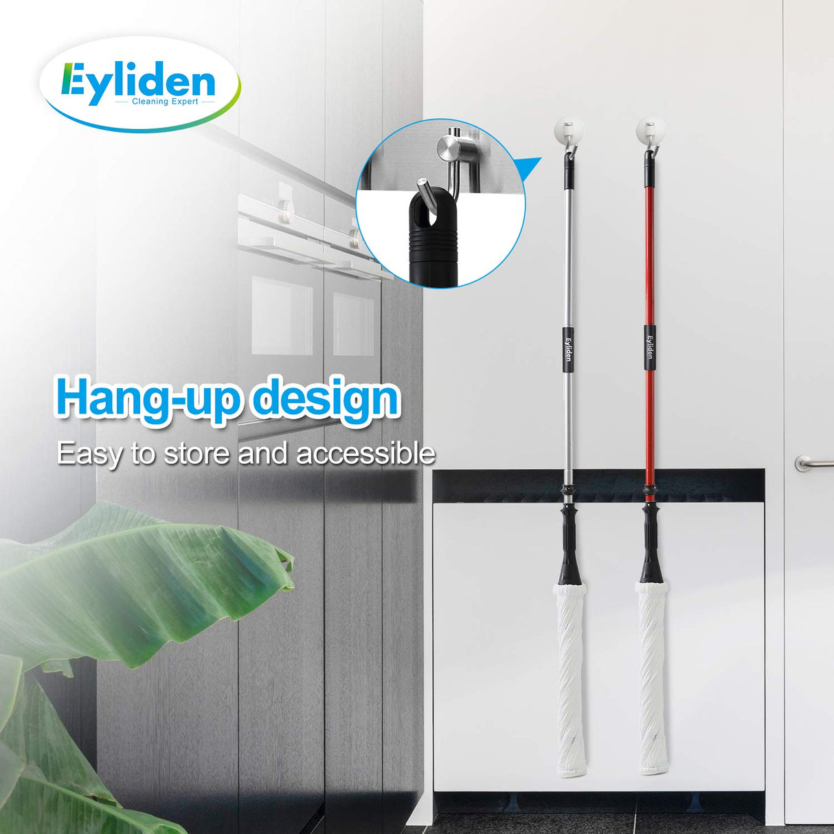 Eyliden Twist Mop, 2 Reusable Microfiber Heads, No Touch Dirt, Easy Wring