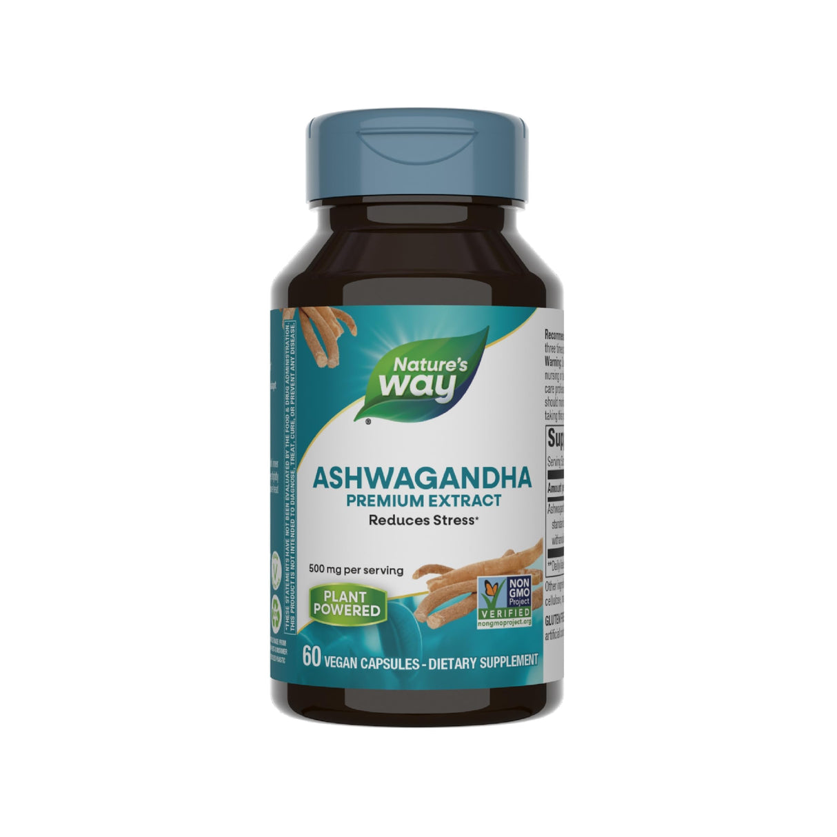 Nature's Way Ashwagandha, Reduces Stress*, Premium Extract, Adaptogenic*, Non-GMO Project Verified, Vegan, 60 Capsules