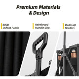 EchoSmile Wagons Carts Foldable Heavy Duty with 400Lbs Wt, 200L Cap, Black