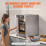 VEVOR Hot Box Food Warmer, 5-Tier Concession Warmer with Water Tray, 5 Pans, Single-Door and Adjustable Shelves, Stainless Steel Food Warmer Cabinet, Ideal for Storing Pizza, Chicken, Restaurant