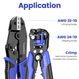 Wire Stripper and Crimping Tool,AWG 24-10 Automatic Stripper Tool with AWG 22-10 Ratchet Wire Crimper For Heat Shrink Connectors and Insulated Terminals, 3 in 1 Stripping/Cutting/Crimping