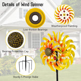 VEWOSTAR Metal Sunflower Wind Spinner Outdoor,13Inch Large Double Windmill Pinwheels with Stake,Kinetic Wind Sculpture Outdoor for Yard, Garden, Lawn Decorations