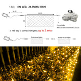 Lovelite 610 LED Christmas Net Lights, 34.5ft x 5ft Mesh Lights Outdoor Clear Wire 8 Modes, Waterproof Connectable String Lights Plug in for Bushes Xmas Tree Garden Holiday Party Decor - Warm White