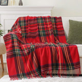 BATTILO HOME Christmas Red Plaid Throw Blanket for Couch, Bed, Super Soft Red Plaid Blankets,Soft Christmas Decorative Throw with Tassels 50"x60"