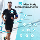 CHWARES Scale for Body Weight, Scale with BMI Body Fat Muscle Mass Rechargeable Large Display Smart Digital Bathroom with 15 Metrics Composition Analyzer for Heart Rate 400lbs, Black