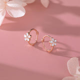 Reffeer Solid 925 Sterling Silver Flower Hoop Earrings Huggie for Women Teen Girls Daisy Hoop Earrings Cartilage Helix Earrings (C-Rose Gold)