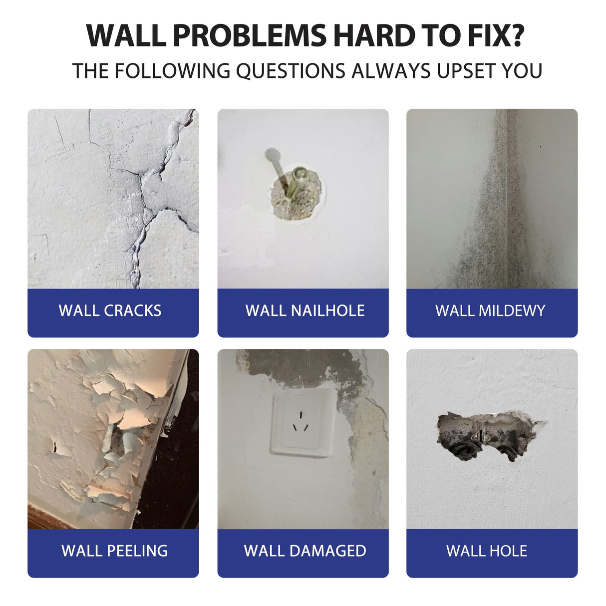 BONCART Drywall Repair Kit, Spackle Wall Repair Kit, 3 Pack Wall Mending Agent Putty, Wall Repair Paste Plaster for Wall Crack/Nail Hole, Wall Hole Filler with Scraper/Sandpaper
