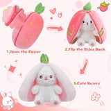MIAODAM Bunny Stuffed Animal for Girls, Cute Strawberry Rabbit Bunny Plush