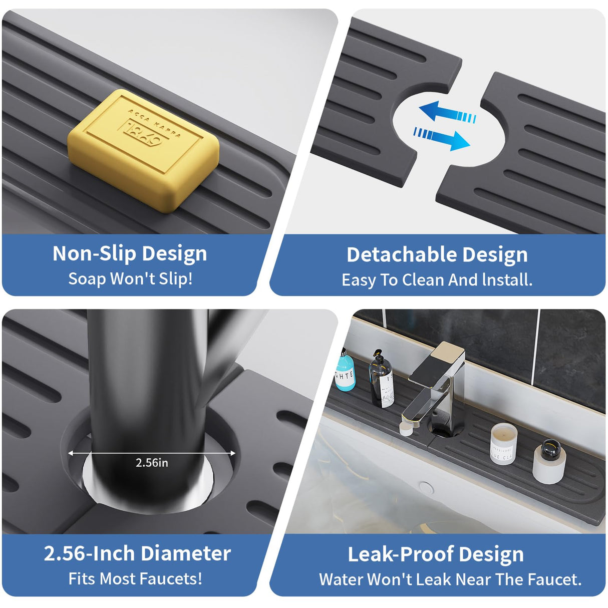 Stone Faucet Mat for Kitchen Sink, Water Absorbing Sink Water Splash Guard, Fast-Drying Kitchen Sink Faucet Mat, Durable Protector and Stone Drying Mat for Kitchen Counter & Bathroom Sink