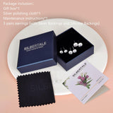 SILBERTALE 3 Pairs 925 Sterling Silver Cubic Zirconia Stud Earrings Set 3-8mm for Men Women