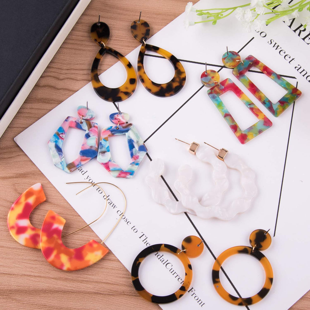 Duufin Acrylic Earrings 24 Pairs Fashion Earrings Women Statement Vacation