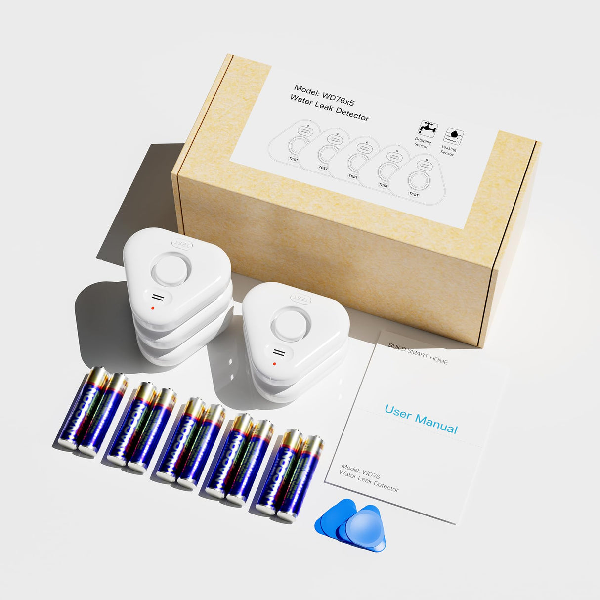 5 Pack Water Leak Detectors for Home, Stechro 4 Levels Adjustable Audio 0-120dB Water Sensor Alarm Leak Detector with Leak and Drip Alert, IP66 Water Leak Sensor for Basements Kitchen Sink Laundry