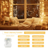 2 Pack String Lights Battery Operated with Timer, 66FT 200 LED Waterproof Battery Twinkle Lights, 8 Modes Fairy Light for Indoor & Outdoor Party Bedroom Garland Tree Christmas Decorations (Warm White)