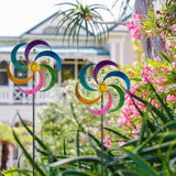 DREAMYSOUL 2 Packs Metal Wind Spinners Outdoor, Colorful Pinwheels for Yard and Garden, Kinetic Wind Spinner & Sculpture