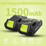 PULITUO'S 20V Cordless Drill/Driver, Electric Screwdriver - 2 Batteries, 30Nm, 21+1 Torque, 2 Speed, Keyless 3/8" Chase Drill with LED Light, Kit for Home (Green)