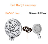 Shower Head with Handheld High Pressure-Full Body Coverage Powerful Rain Showerhead Extra 60" Long Hose and Adjustable Brass Joint Holder- The Perfect Detachable Heads for Bathroom Upgrade
