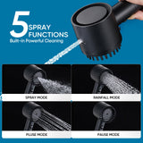 Cobbe Filtered Shower Head with Handheld, High Pressure 5-mode Showerhead with Filters, Built-in Power Wash for Hard Water - Remove Chlorine - Reduces Dry Itchy Skin, Pink