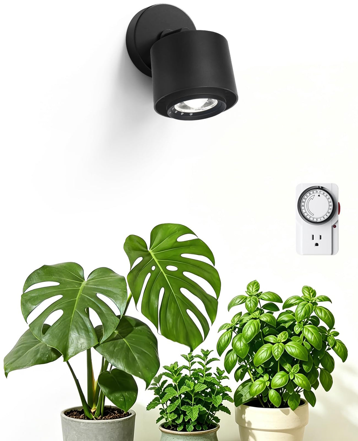 Barrina TR40a Track Plant Lights for Indoor Growing, 40W Ceiling Grow Lights with Adjustable Beam Angle (15°-60°), 5000K Full Spectrum Wall Plant Light with Timer for Greenhouse, Black Cover