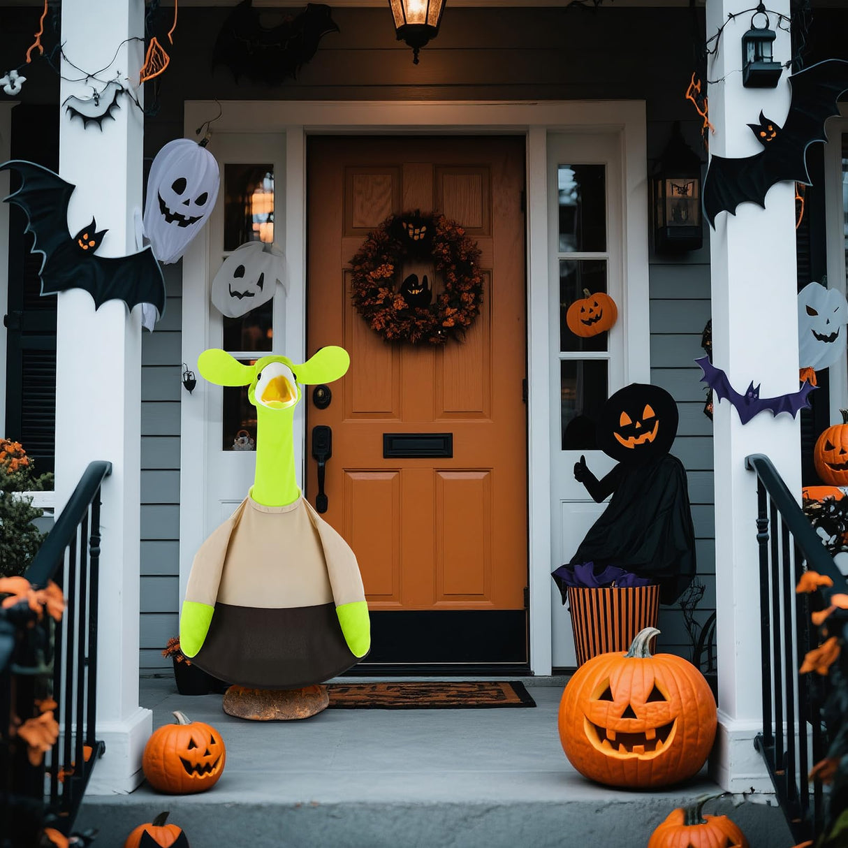 Yeyeplum Porch Goose Costume Fits Large 23" H Statue Lawn Garden Goose Costume for Concrete Statue Garden Yard Patio Outdoor Cement Geese Decoration