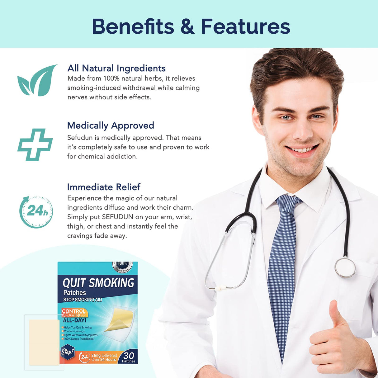 XWXUANYE 21 mg Step 1 Patches, Stop Patch, Aid, Easy and Effective Anti-Stickers, Best Product to Help Stop, 30 Patches