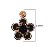 Beaded Drop Earrings Statement Colorful Beaded Flower Earrings Handmade Bohemia Tropical Beadwork Dangle Earrings For Woman (black)