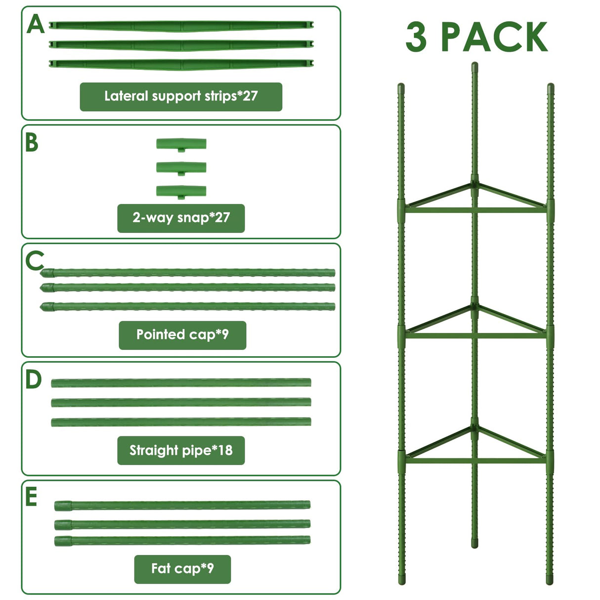 CEWOR 3 Pack Tomato Cage, 51.2 Inch Tall Adjustable Tomato Trellis